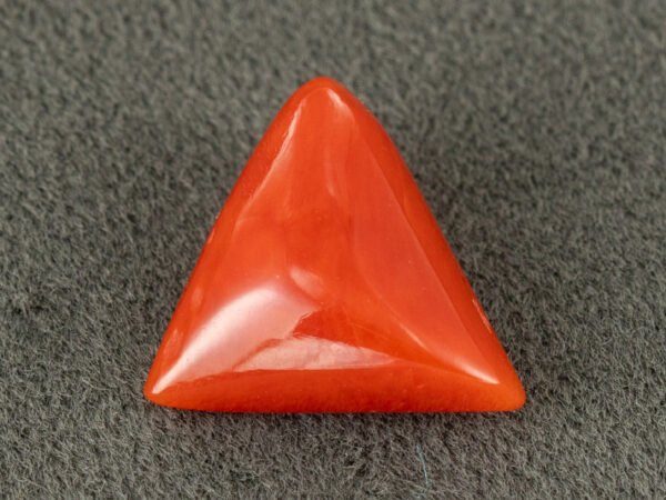 italian red coral moonga 4.39 carat side profile triangle cabochon