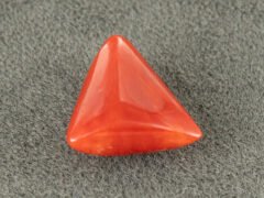 italian red coral moonga 4.39 carat back profile triangle gemstone