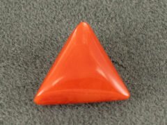 italian red coral moonga 4.43 carat main view triangle cabochon gemstone