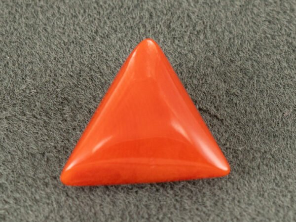 italian red coral moonga 4.43 carat main view triangle cabochon gemstone