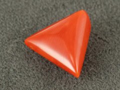 italian red coral moonga 4.43 carat side profile triangle cabochon