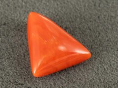 italian red coral moonga 4.44 carat back profile triangle gemstone