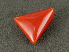 italian red coral moonga 4.50 carat back view polished triangle gemstone