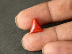 italian red coral moonga 4.50 carat in hand size reference