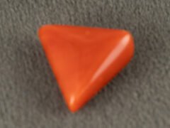 Italian red coral moonga 5.13 carat side angle depth reference