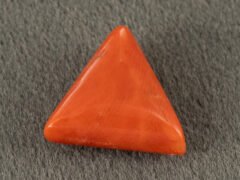 Italian red coral moonga 5.15 carat back profile triangle cabochon