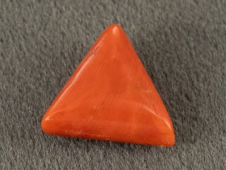 Italian red coral moonga 5.15 carat back profile triangle cabochon