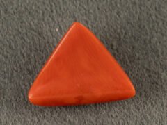 Italian red coral moonga 5.17 carat back profile triangle cabochon