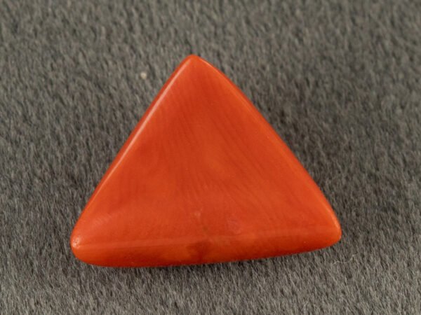 Italian red coral moonga 5.17 carat back profile triangle cabochon