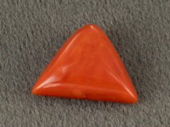 Italian red coral moonga 5.17 carat side profile depth reference