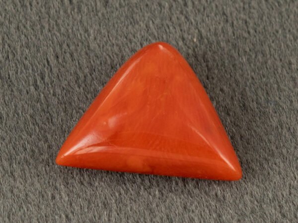 Italian red coral moonga 5.17 carat side profile depth reference