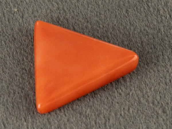 Italian red coral moonga 5.24 carat side profile low depth cabochon