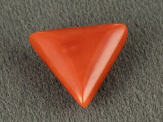 Italian red coral moonga 5.26 carat main view triangle cabochon stone