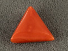 Italian red coral moonga 5.26 carat back profile triangle cabochon