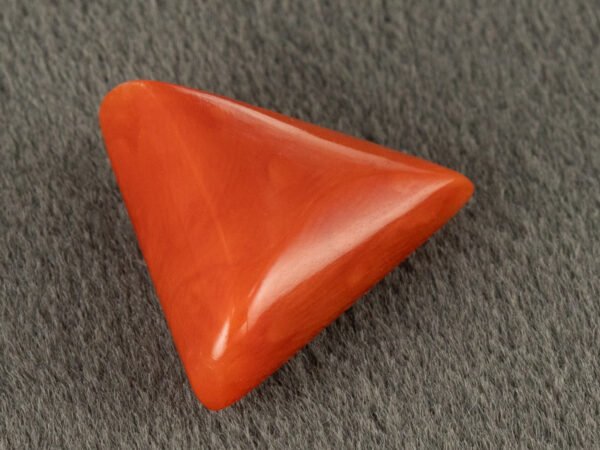 Italian red coral moonga 5.26 carat side angle depth reference