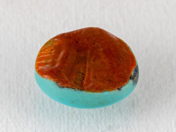 American firoza 11.10 carat turquoise stone back view oval underside