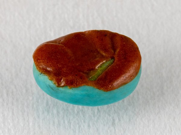 American firoza 6.44 carat turquoise stone back view oval underside