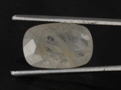 white sapphire 8.08 carat close-up cushion cut natural inclusions Neel Gems GS12220446609