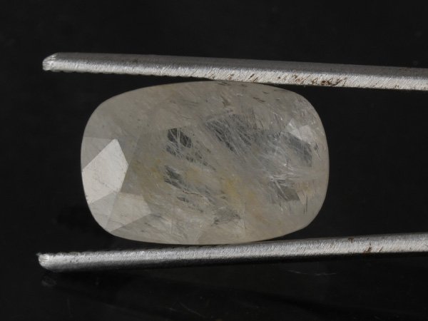 white sapphire 8.08 carat close-up cushion cut natural inclusions Neel Gems GS12220446609