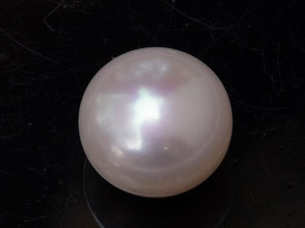 Cultured Pearl Moti 10.43 carat top view creamish white round shape SKU RG-PEARL-B1-10.43-11.9x9.7
