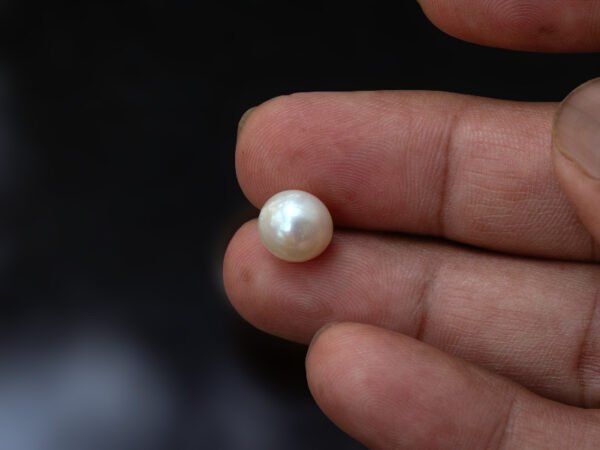 Cultured Pearl Moti 5.52 carat in hand actual size