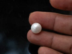 Cultured Pearl Moti 9.62 carat in hand actual size