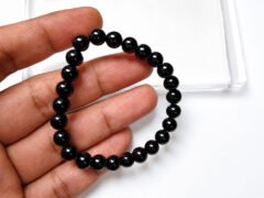 Black Tourmaline Bracelet 8mm beads hand view for size reference