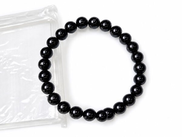 Black Tourmaline Bracelet 8mm round beads with packaging box