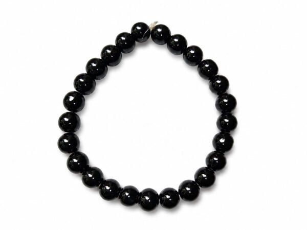 Black Tourmaline Bracelet 8mm round beads front view