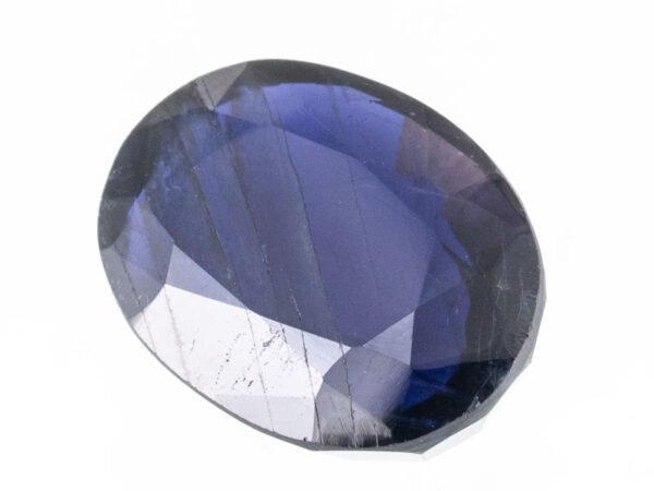 Natural Iolite Stone Kaka Neeli 6.41 carat top view blue oval mix cut