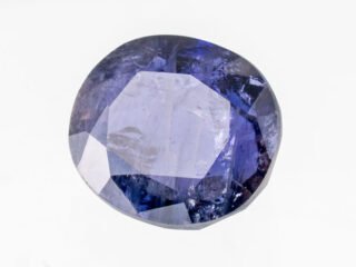 Natural Iolite Stone Kaka Neeli 7.61 carat top view blue oval mix cut