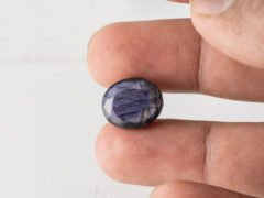 Natural Kaka Neeli Stone Iolite 9.07 carat in hand size reference