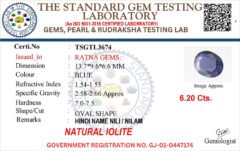 Certificate image for Natural Iolite Stone Kaka Neeli 6.20 carat
