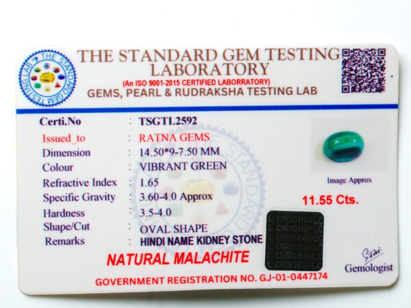 Malachite Stone Certificate TSGTL2592