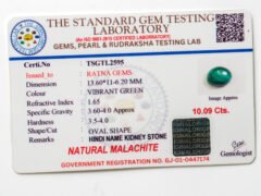 Malachite Stone Certificate TSGTL2595