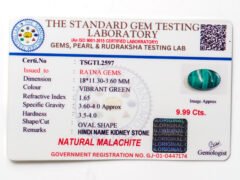 Malachite Stone Certificate TSGTL2597