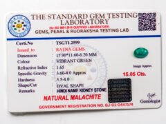 Malachite Stone Certificate TSGTL2599