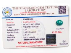 Malachite Stone Certificate TSGTL2603