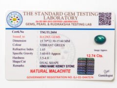 Malachite Stone Certificate TSGTL2604