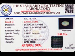 Australian Fire Opal Stone 2.59 carat certificate