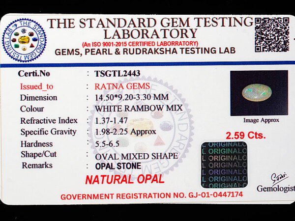 Australian Fire Opal Stone 2.59 carat certificate
