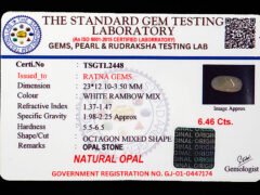 Australian Fire Opal Stone 6.46 carat certificate