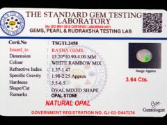 Australian Fire Opal Stone 3.64 carat certificate