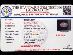 Australian Fire Opal Stone 2.99 carat certificate
