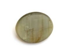 Quartz Cats Eye Lahsuniya 5.54 Carat back view gray cabochon