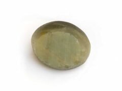 Quartz Cats Eye Lahsuniya 5.60 Carat back view gray cabochon
