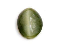 Quartz Cats Eye Lahsuniya 5.68 Carat top view gray cabochon