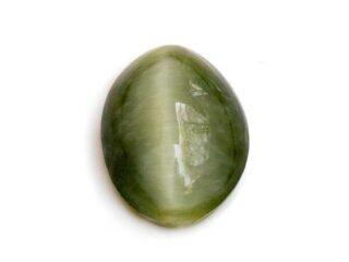 Quartz Cats Eye Lahsuniya 5.68 Carat top view gray cabochon