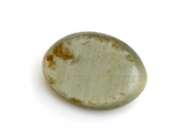 Quartz Cats Eye Lahsuniya 5.68 Carat back view gray cabochon