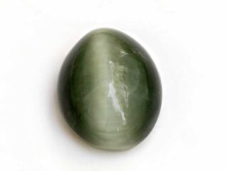 Quartz Cats Eye Lahsuniya 7.80 Carat top view gray cabochon